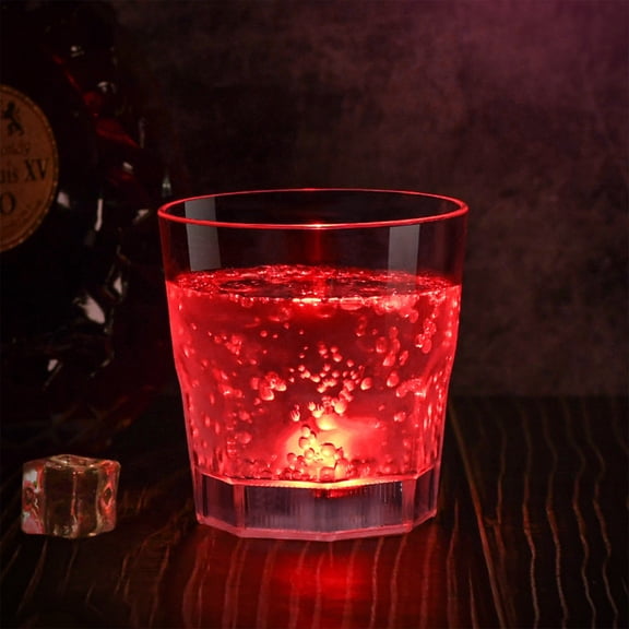 LED Light Up Drinking Glass 12oz Color Changing Glowing Tumbler With 8 Color Modes Plastic Party Cup Battery Powered Bar Nightclub Wedding Party Decoration Drinkware Reusable Fun Beverage Cup Use
