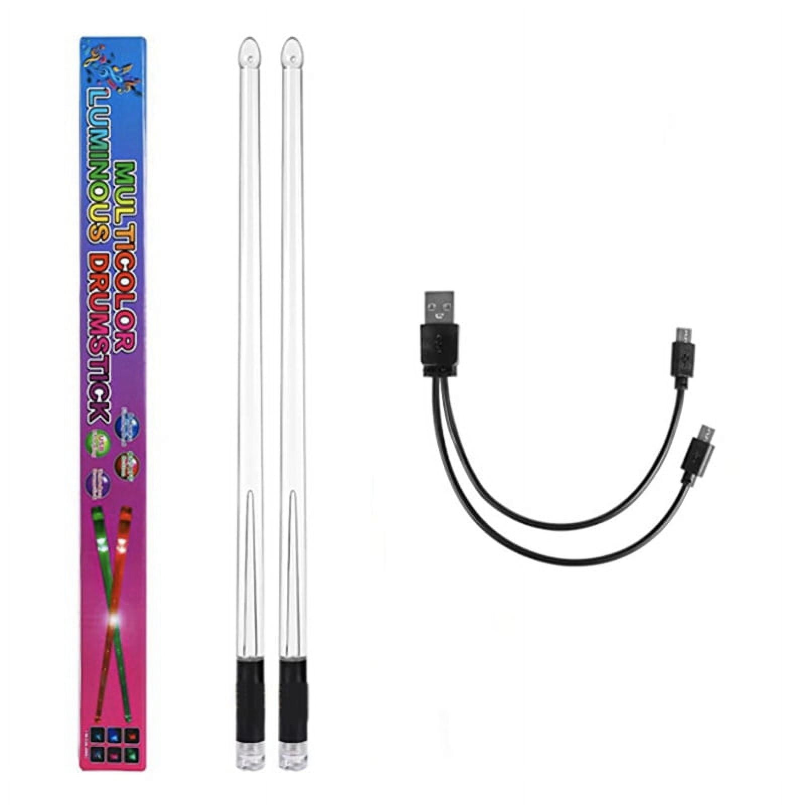 LED Light Emitting Drumsticks 15 Colour Gradient USB Rechargeable+Switch Electronic Drumsticks for Stage Performance