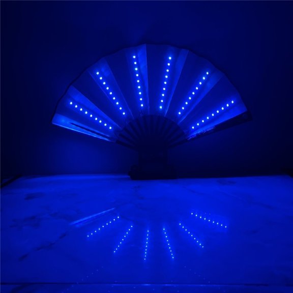 LED Light Up Fan, Glow Fan With Flashing Lights, Folding Party Dance Fan For Raves, Concerts, Performances, Battery Operated Light Up Props (Battery Not Included)