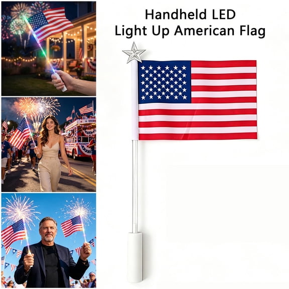 LED Light Flagstick for Celebrations and Events Patriotic Light Banner for Home Display Red