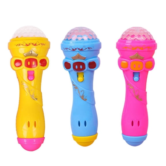 LED Light Flashing Projection Microphone Torch Shape Gift Kids Children Gau P1T1