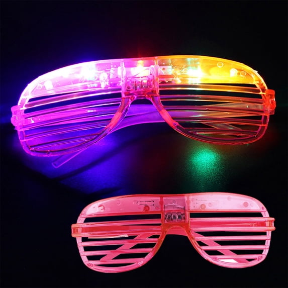 LED Light Up Glasses Party Supplies,Neon Flashing Shutter Sunglasses for Glow in Dark Events,Reusable Cool Glow Toy for Pool Parties,Birthday Celebrations,Halloween,Carnivals,Nightclubs-Pink
