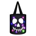 thumbnail image 1 of LED Light up Halloween Bucket Pumpkin Candy Bag Multipurpose Reusable Lighted Goodie Gift Tote Bag with Handles for Halloween Party Favor Supplies (Black), 1 of 5