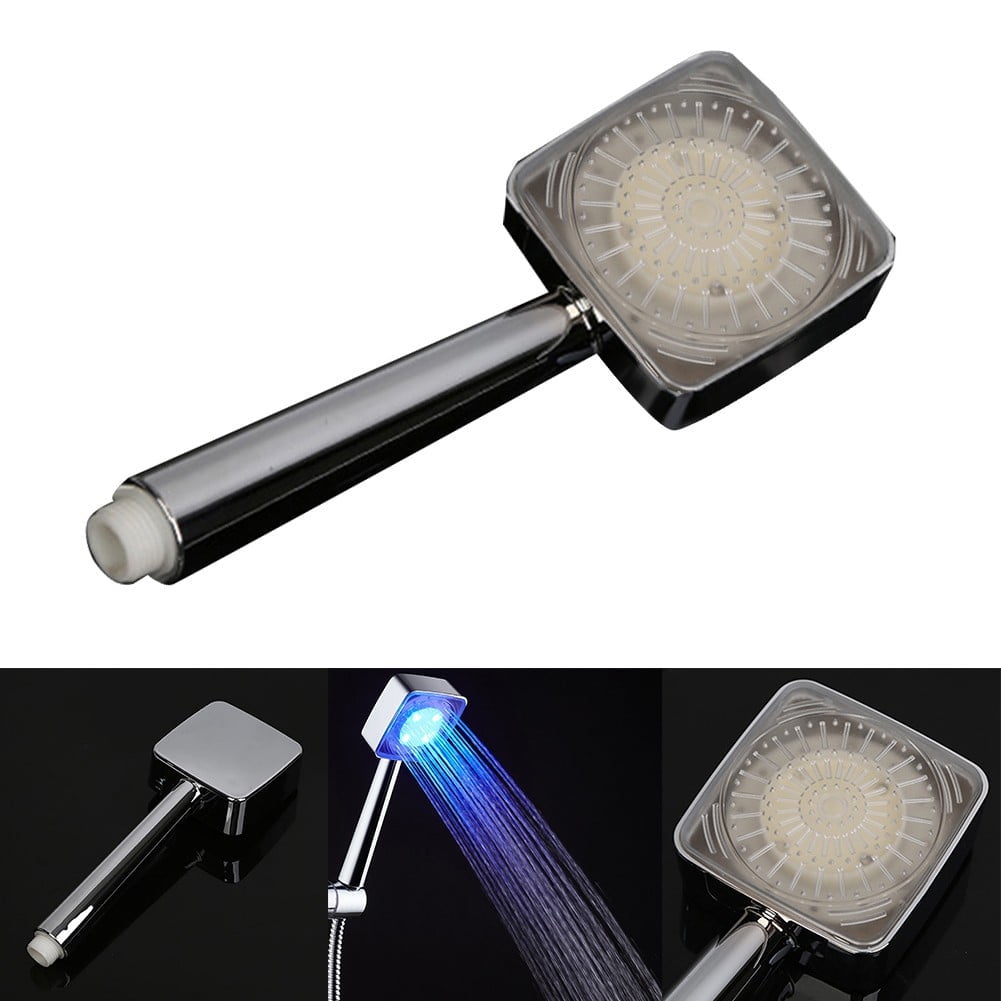 LED Light Hand Held Shower Head Sprayer with Color Changing Temperature