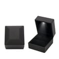 thumbnail image 1 of LED Light Jewelry Box Velvet Engagement Ring Case with Built-in Lighting for Proposals Weddings and Special Gift Giving Black Matte 2x2x2 Inch, 1 of 4