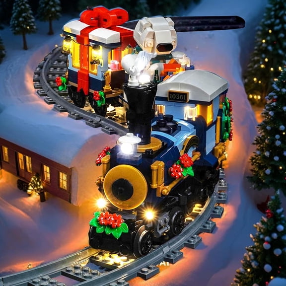LED Light Kit Compatible with Lego Icons Holiday Express Train, Decorative Lighting Compatible with Lego 10361 (Excluding Model)