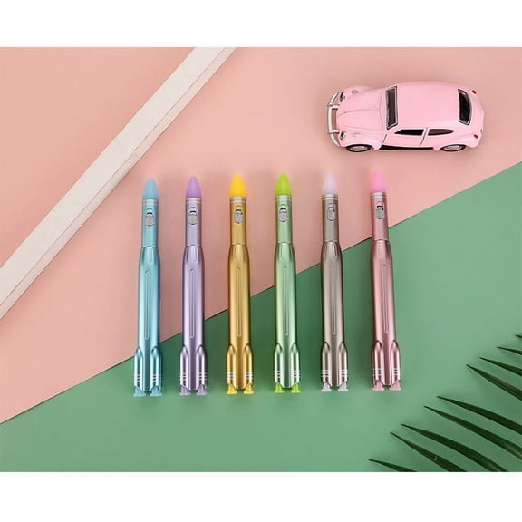 LED Light Up Missile Gel Pen,Glow In Dark Creative Writing Ink Pen,Replaceable Cartridge Smooth Flow Pen,Fun Stationery Office Desk Gadget,Decorative Novelty Light Effect Writing Tool