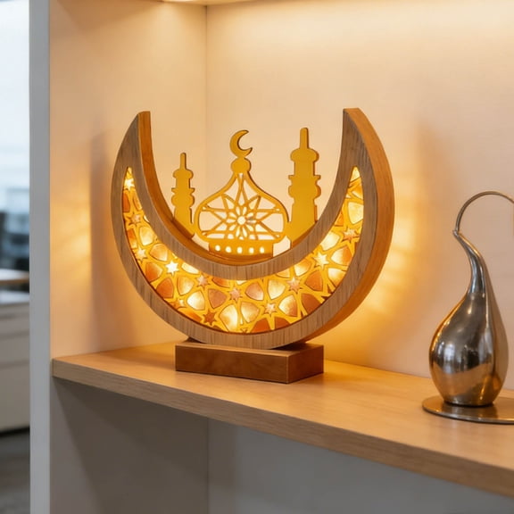 LED Light Up Moon Lamp for Ramadan Decorations 2026, Operated Ramadan Lights for Home Eid Party Decor, Moon Light for Bedroom Living Room and Ramadan Gifts