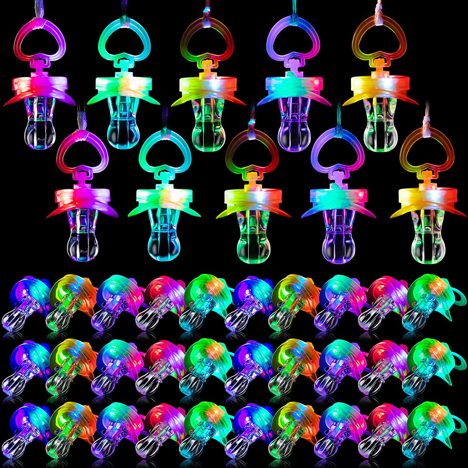 LED Light Pacifier Glowing Adult LED Rave Pacifier Necklace Flashing