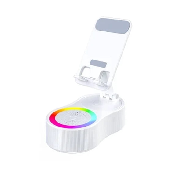 LED Light Phone Stand With Bluetooth Speaker, Adjustable Tablet Holder Portable Wireless 2.0 Channel Loudspeaker, Waterproof USB Rechargeable Outdoor Camping Audio Support With Induction Connection