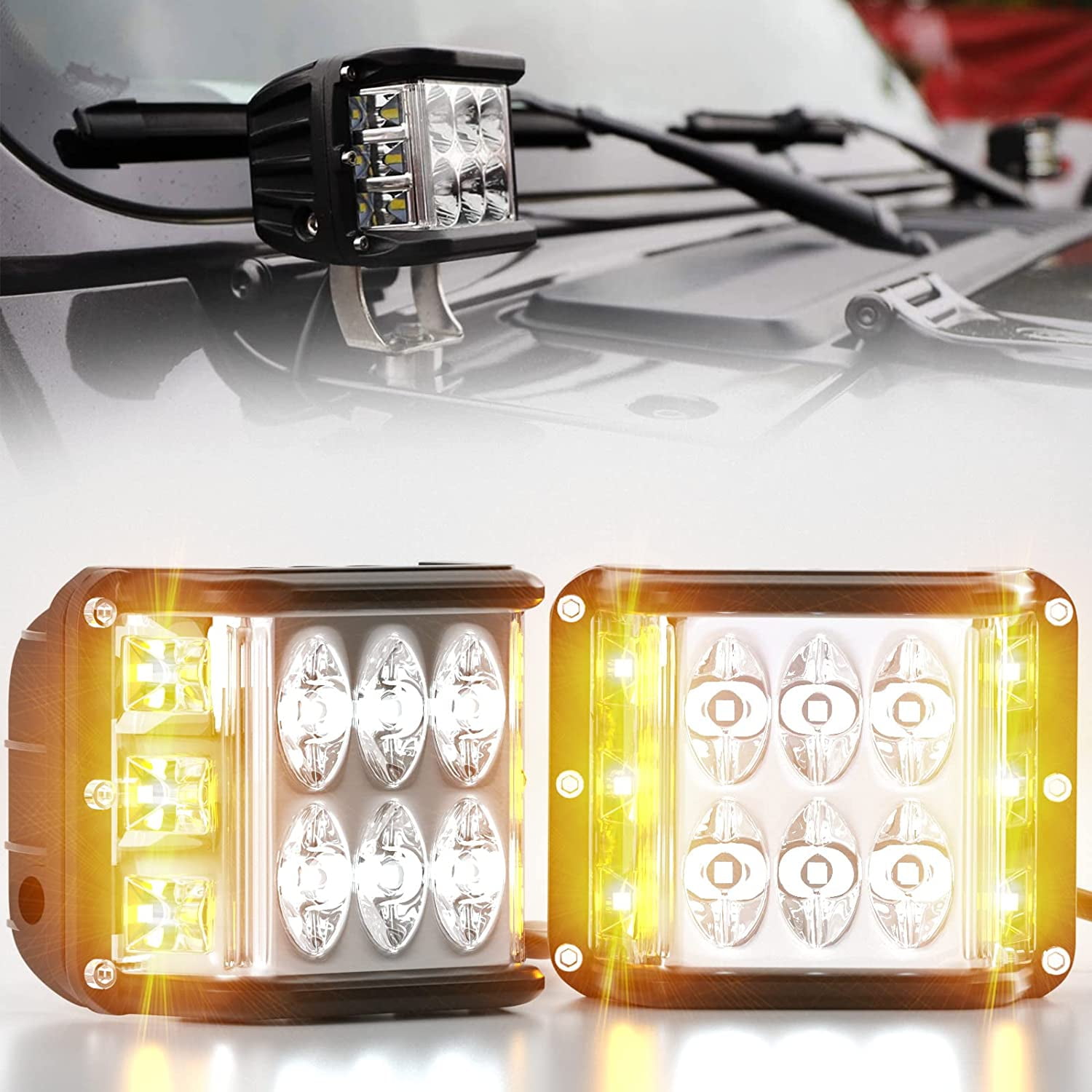 LED Light Pods Side Shooter, LED Offroad Dual Strobe Light Emergency