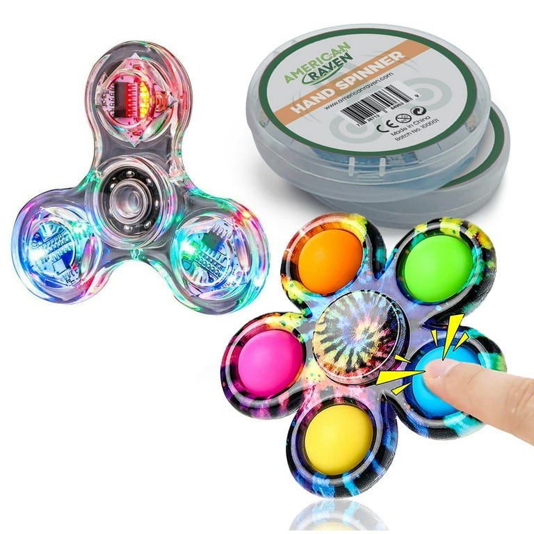 LED Light & Pop It Fidget Spinner Toys [2 Pack] Light Up Simple Dimple  Fidget Popper Finger Kids Toys for Boys Girls 3-6 Years Toddler Toys Under  $5