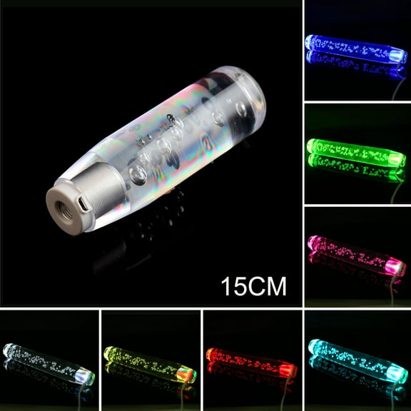 LED Light RGB Shift Knob Stick Crystal Transparent Bubble Gear Shifter10cm/15cm/20cm/25cm/30cm，Multicolor Gradient Shift Knob Universal