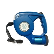 LED Light Retractable Dog Leash With Flashlight And Poop Bag Holder