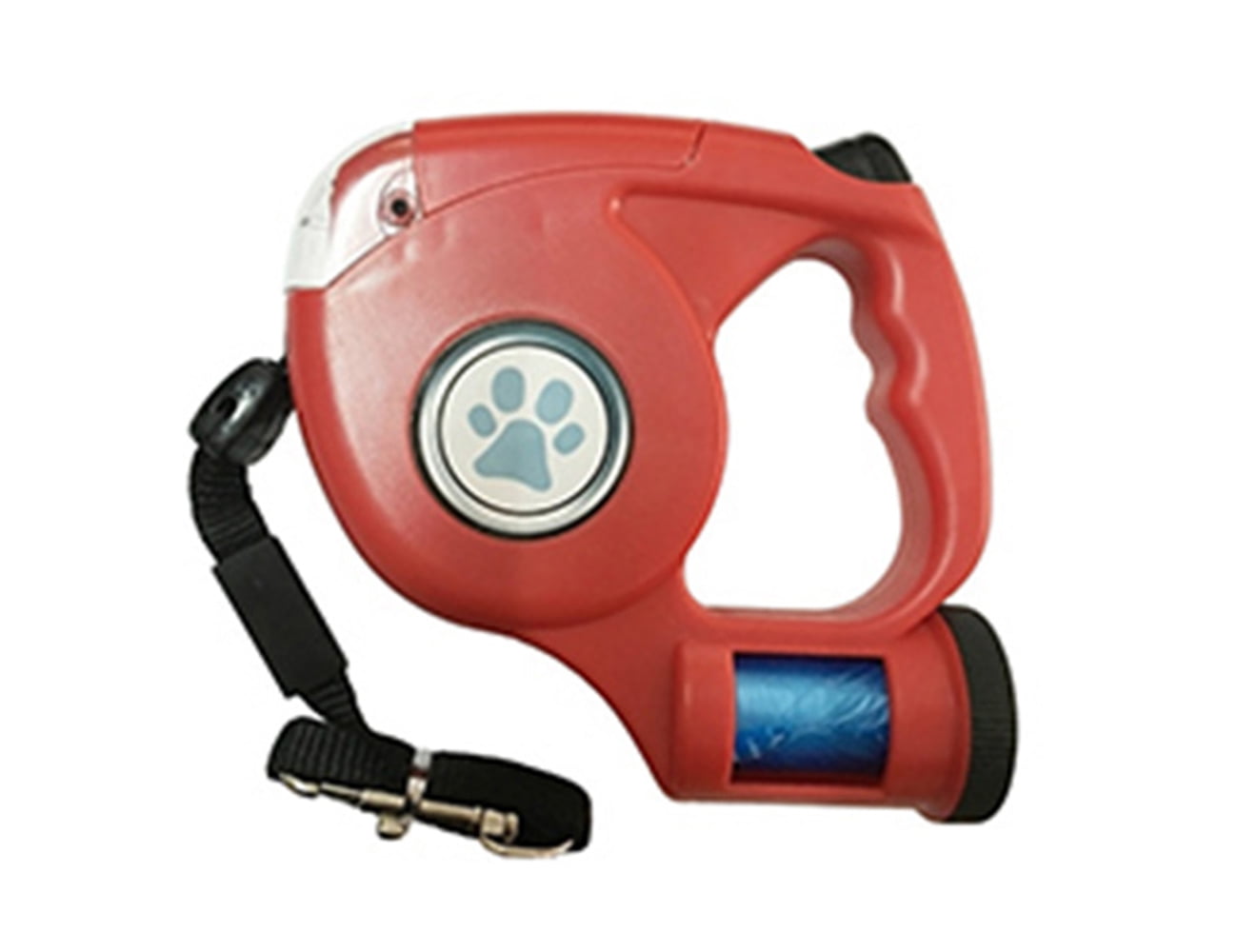 LED Light Retractable Dog Leash With Flashlight And Poop Bag Holder