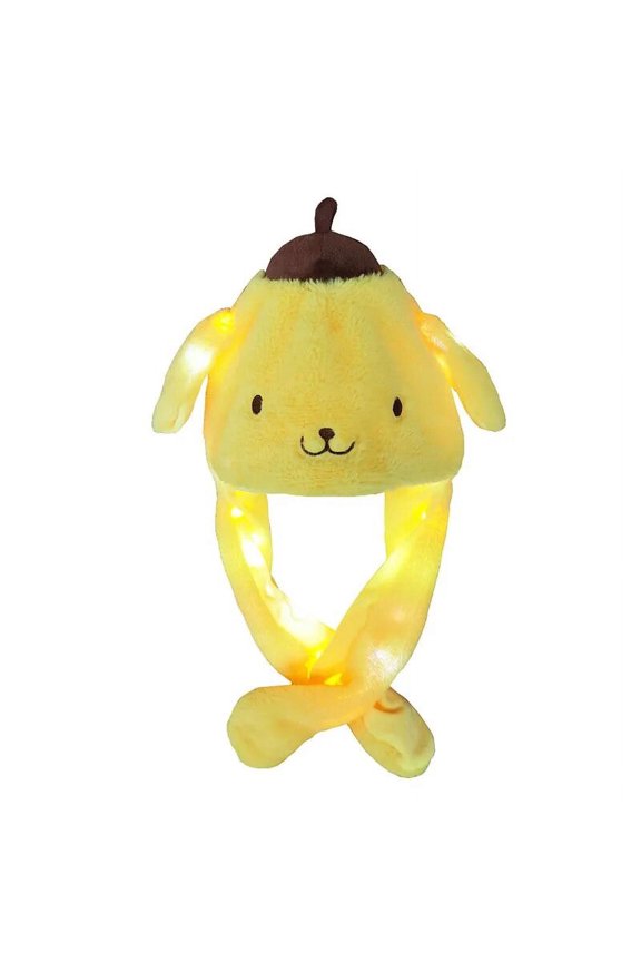 LED Light Sanrioed Kuromi Cinnamoroll Kitty Glowing Plush Ear Move Hat Anime Cartoon Jumping up Ear Novetly Cap Gift for Kids