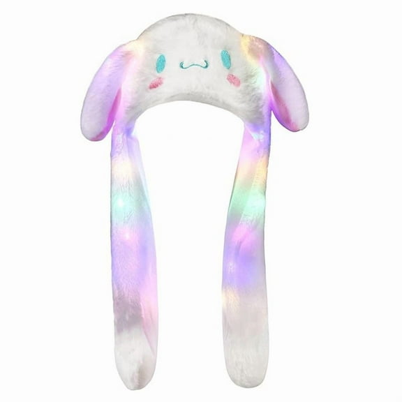 LED Light Sanrioed Kuromi Cinnamoroll Kitty Glowing Plush Ear Move Hat Anime Cartoon Jumping up Ear Novetly Cap Gift for Kids
