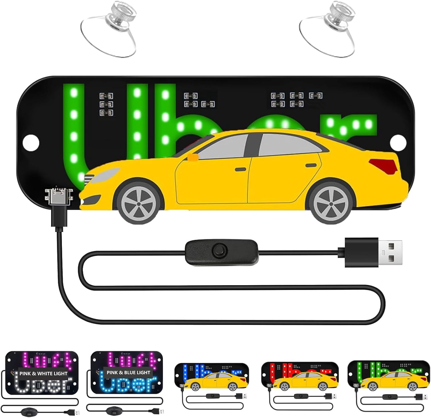 USB-Powered Taxi LED Sign Light – Bright Windscreen Cab Lamp With Suction Cups, 5V/12V Options, Easy To Install For Drivers