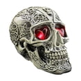 thumbnail image 1 of LED Light Up Skull Decor Life Size Resin Skeleton Human Skull Model with Glowing Eyes Skull Head Prop Halloween Tabletop Ornament for Party Bar Home Decoration, 1 of 4
