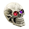 thumbnail image 1 of LED Light Up Skull Decor Life Size Resin Skeleton Human Skull Model with Glowing Eyes Skull Head Prop Halloween Tabletop Ornament for Party Bar Home Decoration, 1 of 4