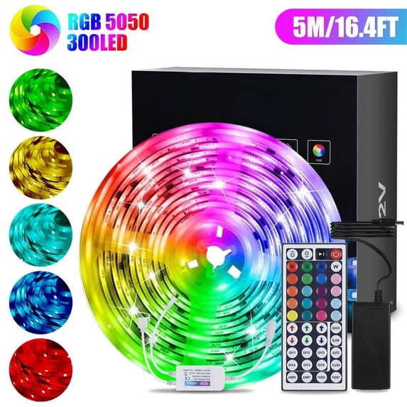 LED Light Strip, SKONYON16.4ft RGB LED Light Strip 5050 LED Tape Lights, Color Changing LED Rope Lights with Remote for Home