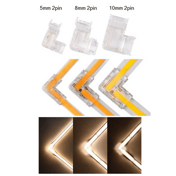 LED Light Strip Connector Right Angle Connector Cob RGB Light Strip 90 Degree L Shape 8mm