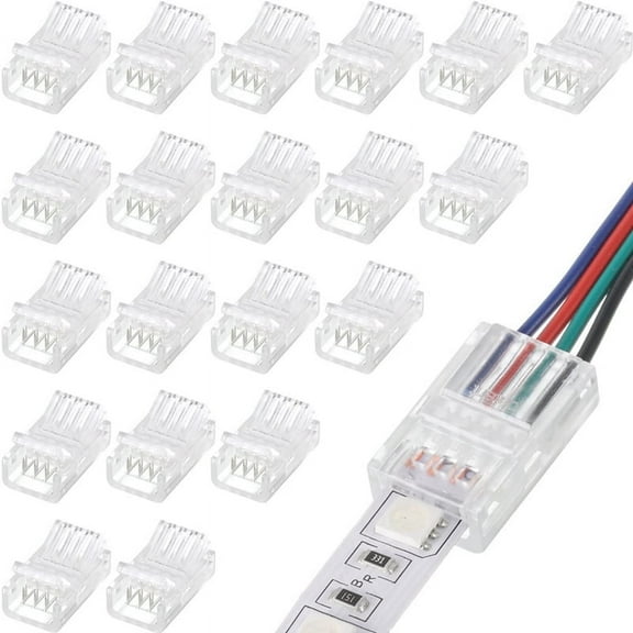 LED Light Strip Connectors 20 Waterproof Adapter Solderless 4 Pin 10mm