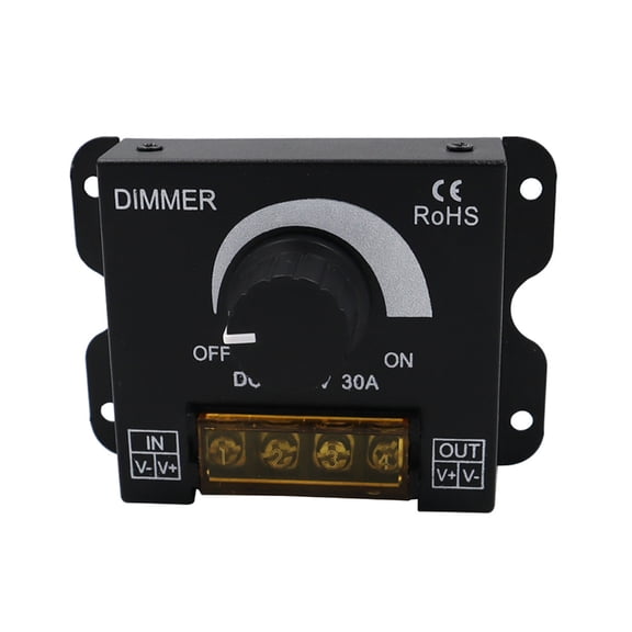 LED Light Strip Dimmer, DC12V-24V 30A PWM Dimming Controller for Dimmer Knob Adjust Brightness ON/Off Switch with Aluminum Housing ( Single Color Lamp)