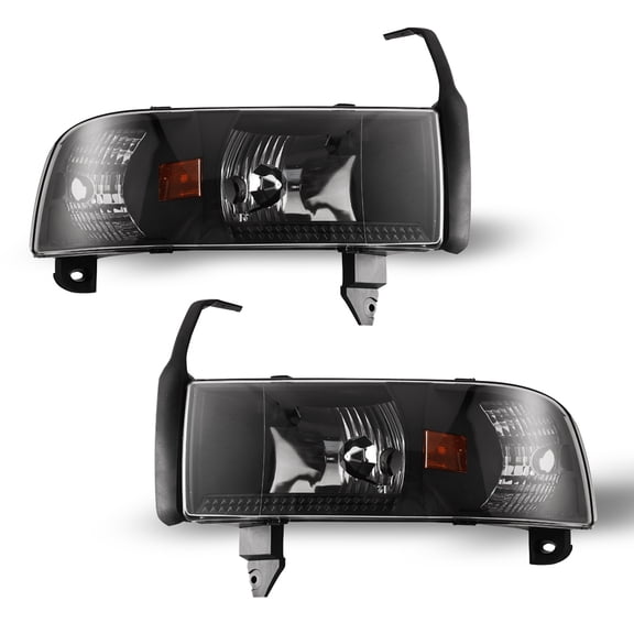 LED Light Strip Headlight Assembly Compatible with Dodge Ram 1500 1994-2001/ fit Ram 2500 3500 1994-2002 (Not Fit Sport & Ram Van Model) Headlamps Clear Lens