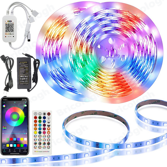 LED Light Strip, Led Strip Smart Color Changing Rope Lights 32.8ft SMD 5050 RGB Light Strips with Bluetooth Controller Sync to Music Apply for TV,Bedroom, and Home Decoration