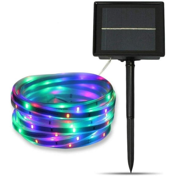 LED Light Strip Outdoor,Waterproof Solar Powered 16.4ft/5M Flexible SMD2835 100LED Mood Rope Lighting for Kitchen,Bedroom,Theater,Party,Decoration Christmas