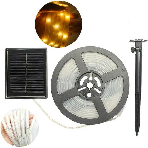 LED Light Strip Outdoor,Waterproof Solar Powered 16.4ft/5M Flexible SMD2835 100LED Mood Rope Lighting for Kitchen,Bedroom,Theater,Party,Decoration Christmas