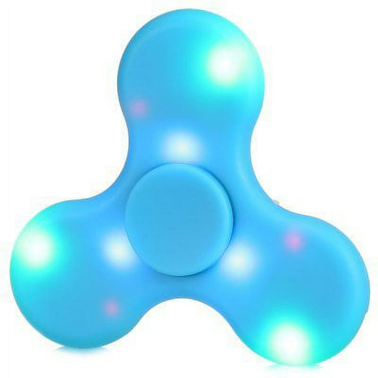 LED Light Switch MINI Bluetooth Speaker Music light up Fidget Spinner EDC  Hand Spinner For Autism And Kids Adult Fidget Toy (Blue)