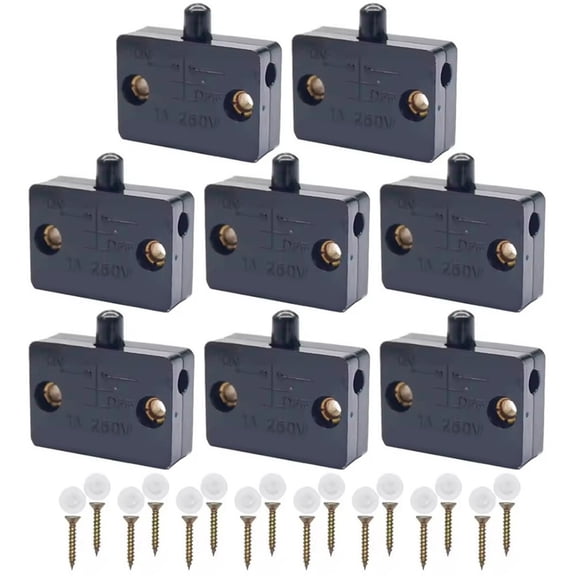 LED Light Switch for Wardrobe Doors 8Pack Automatic Switches with Screws for Quick Setup (black)