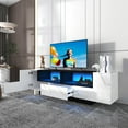LED Light TV Stand Large for up to 75inch 80inch TVs, Modern High Gloss Entertainment Center