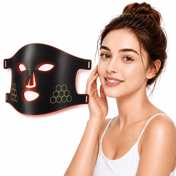 LED Light Therapy Mask for Face, Silicone Reusable Facial Skin Care Tool for Home and Travel Use