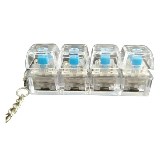 LED Light Up 4 Key Keyboard Keychain Handheld Decompression Device For Attention And Productivity