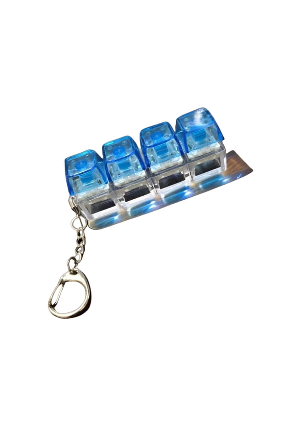 LED Light Up 4 Key Keyboard Stress Relief Keychain Clickers Toy For Focus And Productivity