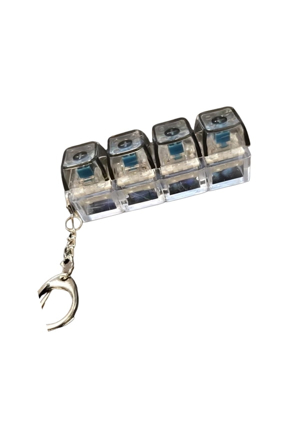 LED Light Up 4 Key Mechanical Keycap Clickers Toy Portable Stress Relief Keychain For Office Desk Stress Relief