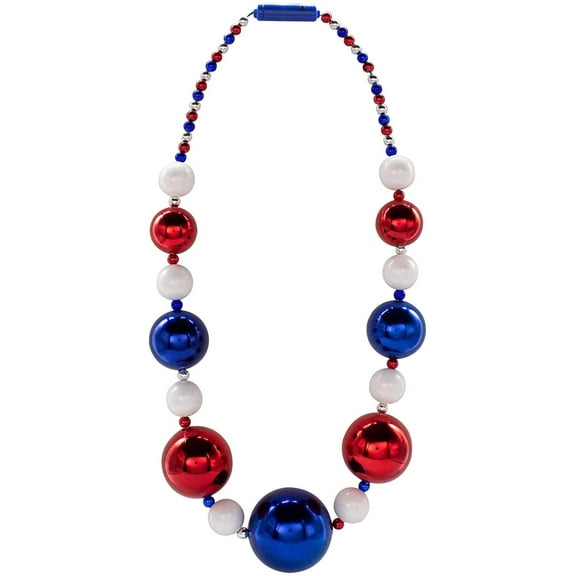 LED Light Up 41" Jumbo Patriotic Bead Necklace Party Favor