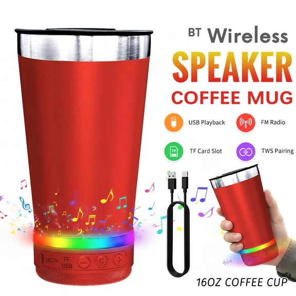 LED Light-Up BT Wireless Speaker | FM Radio, USB/TF MP3 Playback, TWS Pairing, Rechargeable Battery, Fun Party & Music Gift for Adults, Teen, Outdoor