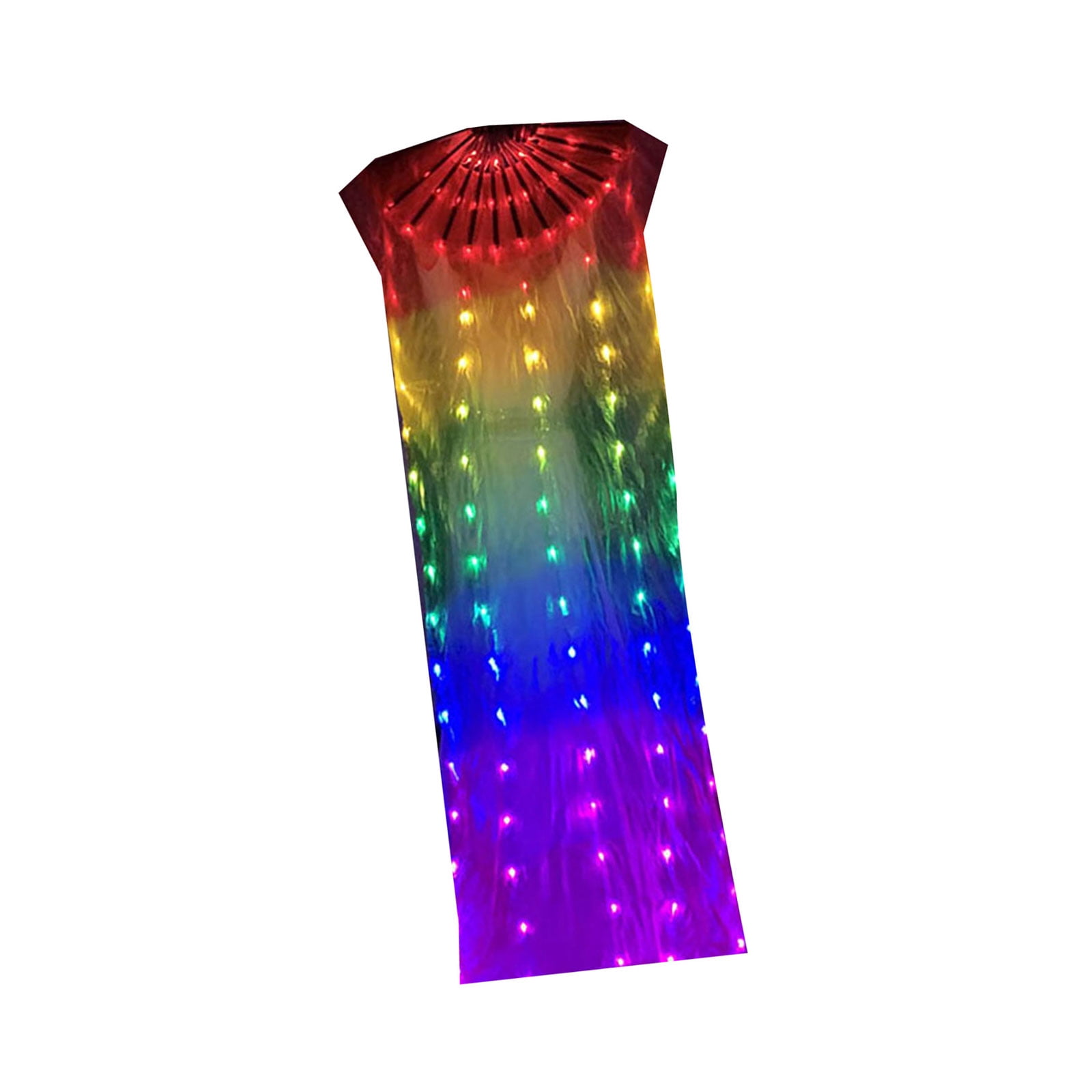 Veilon Led LED Light Up Belly Dance Fan Operated Illuminating Rainbow Long Folding ...
