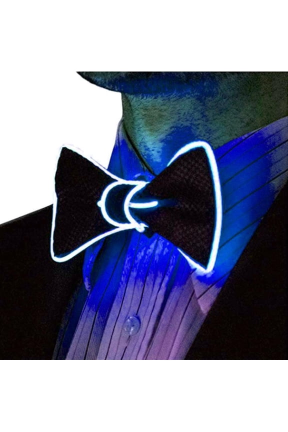 LED Light Up Bow Tie - Adjustable Glowing Bow Tie for Parties, Weddings & Prom - Novelty Flashing Necktie Accessory