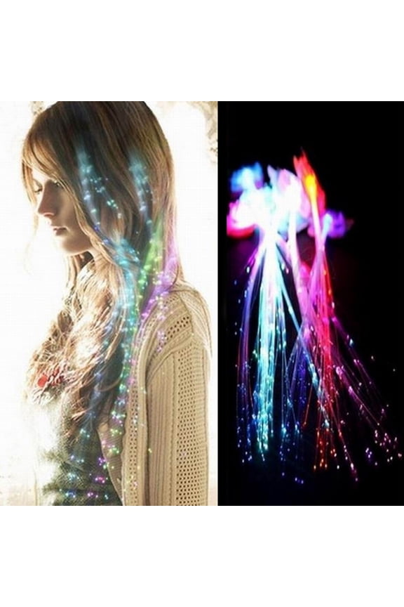 LED Light Up Braid Luminous Fiber Optic Hairpin Decor for Halloween Party Bar