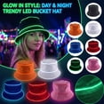 thumbnail image 1 of LED Light Up Bucket Hat Glowing Fisherman Hat Neon Party Hat For Festival Rave Concert Night Club Costume, Battery Not Included One Size, 1 of 10