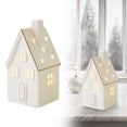 thumbnail image 1 of LED Light Up Ceramic Christmas Village House White Porcelain with Battery Operated Glow for Mantel Shelf Decor, 1 of 5