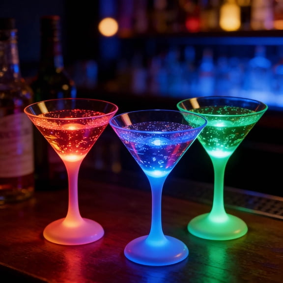 LED Light Up Champagne Glasses, Glowing Flutes for Wedding & Party - Activated Whiskey Cups for Birthday, Party, Bar Decor(1Set)