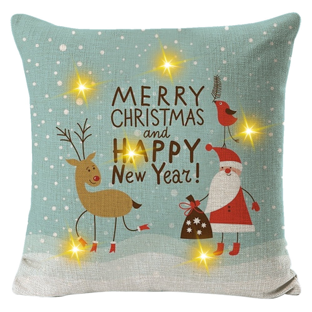 LED Light Up Christmas Holiday Pillow Cover Throw Pillow Cover Xmas