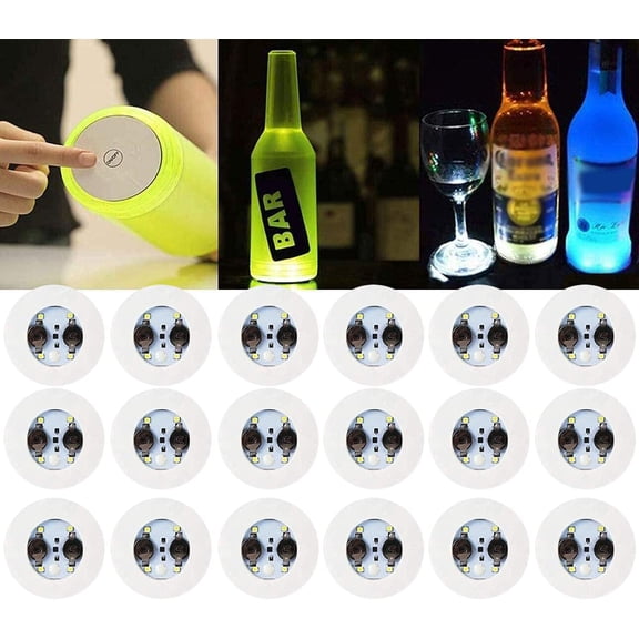 LED Light Up Coasters,LED Bottle Lights, Bottle Glorifier,LED Sticker Coaster Discs for Drinks,Flash Cup Coaster Flashing Shots Light (Cool-White)