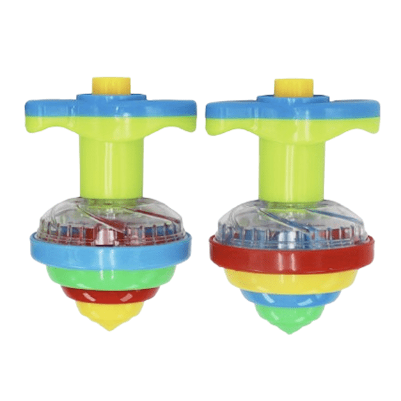LED Light-Up Colorful Push and Spin Spinning Tops, 2 Pack
